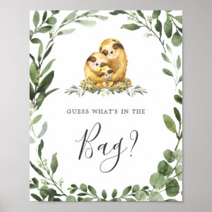 Póster Sloth Baby Shower adivina qué hay en el juego de b