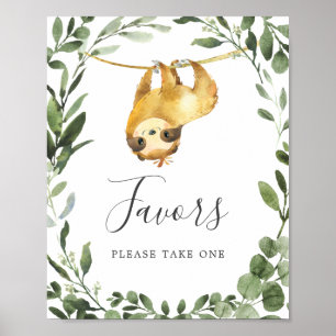 Póster Sloth Baby Shower favorece el Rótulo