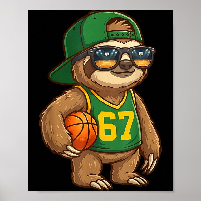 Póster Sloth Basketball 67 Gen Alpha Slang Srts Men Boys  (Frente)