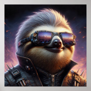 Póster Sloth Cyberpunk