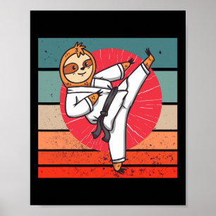 Póster Sloth Karate Black Belt Slot Lover Deporte japonés