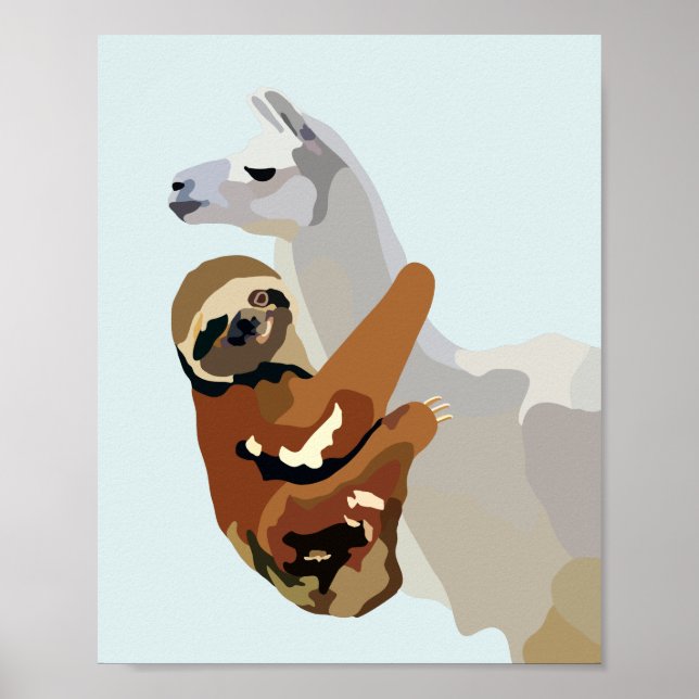 Póster Sloth Llama (Frente)