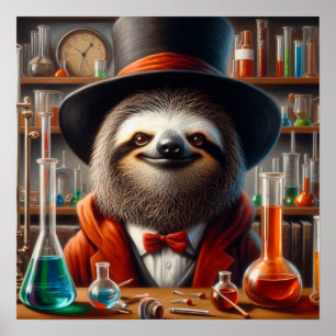 Póster Sloth Mad Scientist
