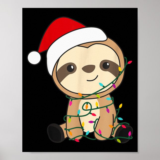 Póster Sloth Merry Christmas Winter Sloths Christmas  (Frente)