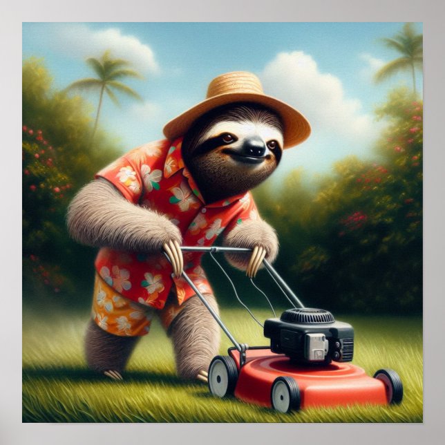 Póster Sloth Mowing Lawn (Frente)
