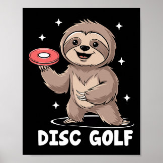 Póster Sloth Playing Disc Golf Player Sports Athlete Game
