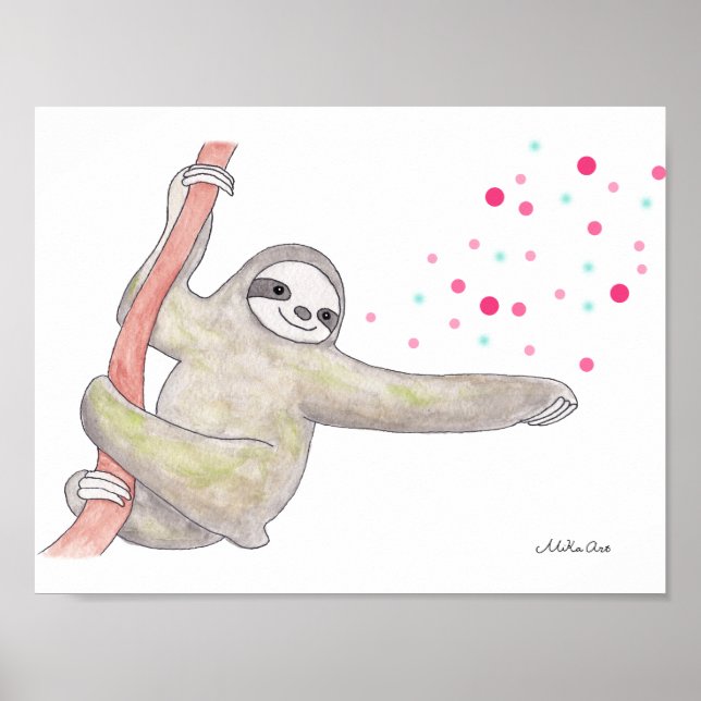 Póster Sloth Poster Sloth Print Sloth Wall Art Decor (Frente)