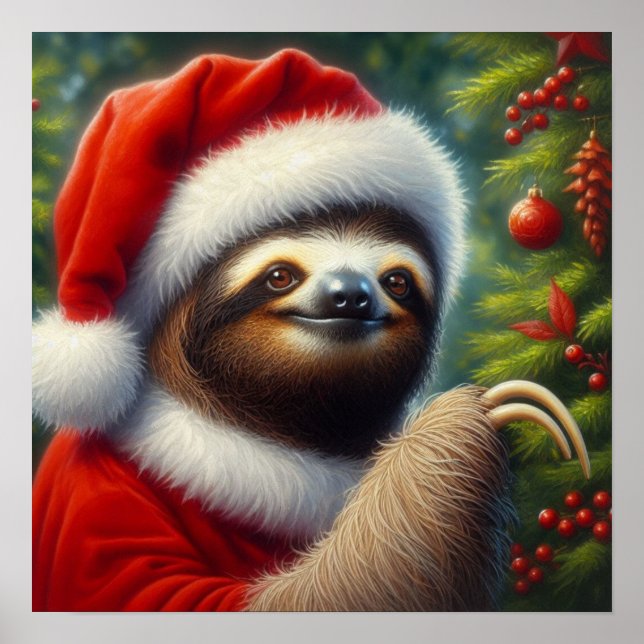 Póster Sloth Santa Claus (Frente)