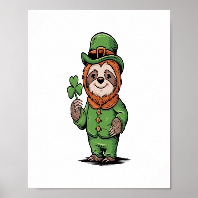 Póster Sloth St Patrick's Day Irish Lucky (Frente)