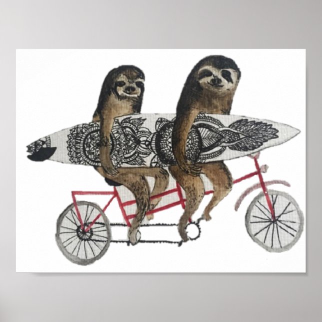 Póster sloth surf bike poster (Frente)
