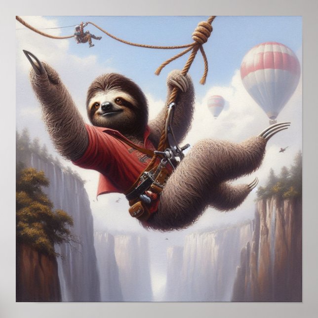 Póster Sloth Ziplining (Frente)