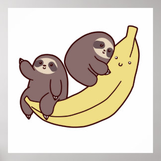 Póster Sloths and Giant Banana