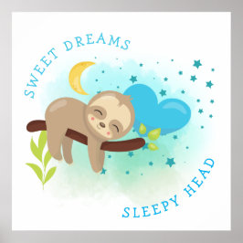 Póster Slots Asleep Sweet Dreams Cabeza Sleepy Baby Boy