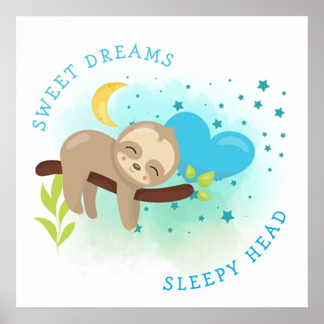 Póster Slots Asleep Sweet Dreams Cabeza Sleepy Baby Boy (Frente)