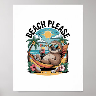Póster Slots con helado playa de verano, por favor