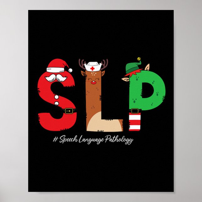 Póster Slp Speech Language Pathologist Christmas Slp Sant (Frente)