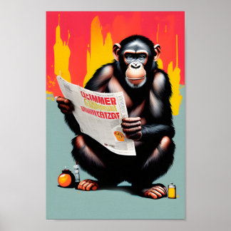 Poster Smart Ape - Arte de pared de chimpancé de P