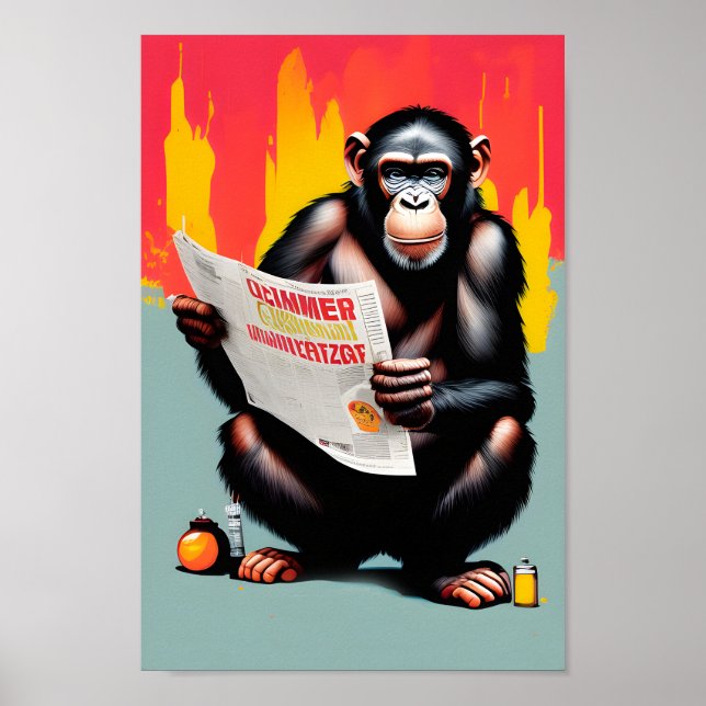 Poster Smart Ape - Arte de pared de chimpancé de P (Frente)
