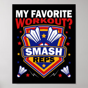 Póster Smash Reps Juego de Badminton Day Racquets Shuttle