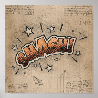 Póster SMASH! Vintage Comic Book Steampunk Pop Art