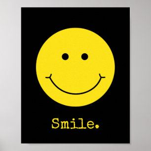 Póster Smile Black Yellow Face Grin Typography