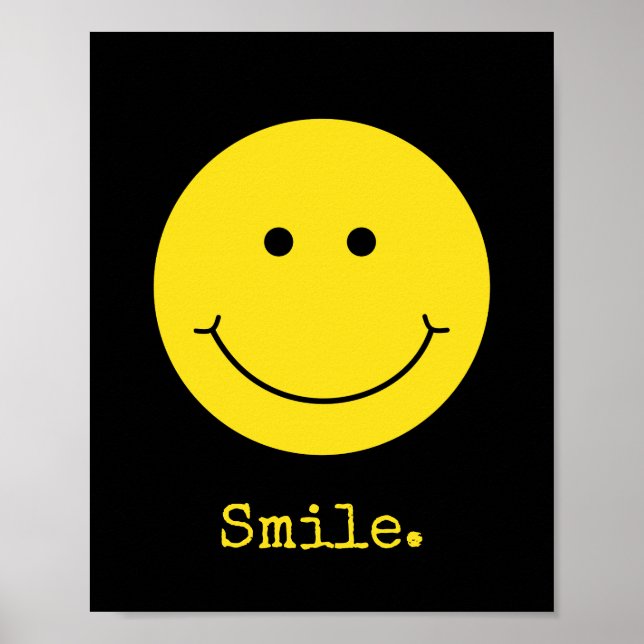 Póster Smile Black Yellow Face Grin Typography (Frente)