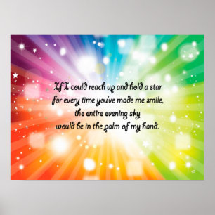 Póster Smile Inspirational Happy Quote Star Rainbow
