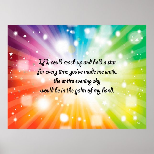 Póster Smile Inspirational Happy Quote Star Rainbow (Frente)