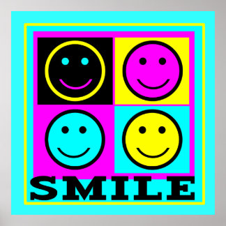 Póster SMILE lindo CMYK Faces