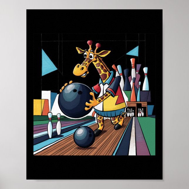 Póster Smilefuntete Funny Giraffe Bowling Personalizado D (Frente)