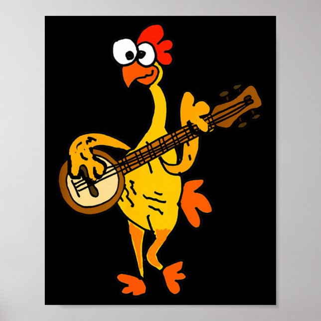 Póster Smileteestank Funny Rubber Chicken Playing Banjo C (Frente)