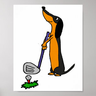 Póster Smiletodaytees Perro Dachshund Divertido Golf 