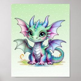 Póster Smiling Dragon Nursery Art