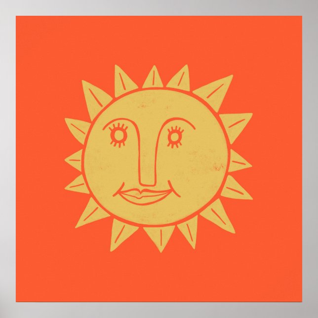 Póster Smiling Yellow Sun Art Red (Frente)