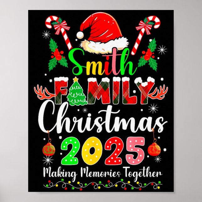 Póster Smith Family Christmas 2025 Matching Santa Hat Xma (Frente)