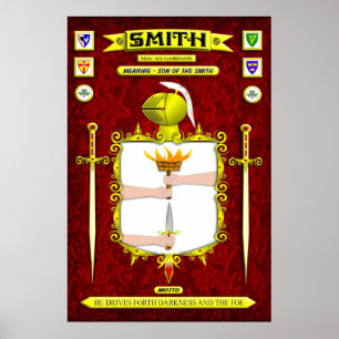 PÓSTER SMITH FAMILY COAT OF ARMS CREST AND SHIELD