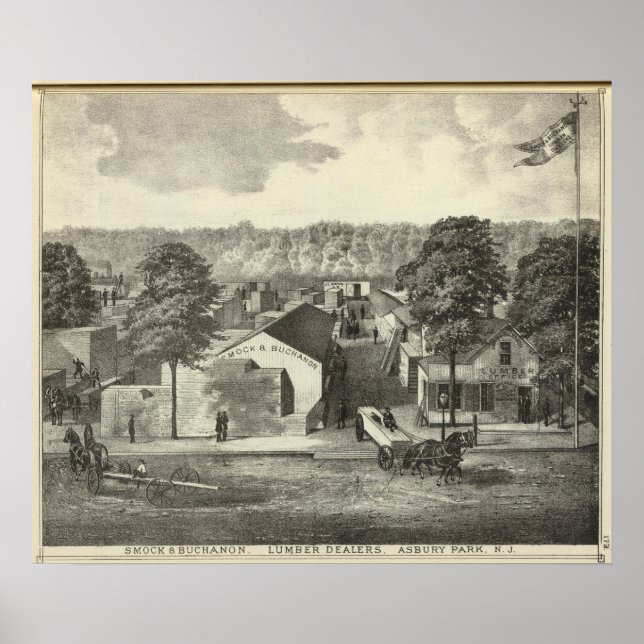 Póster Smock & Buchanon, concesionarios de madera, Asbury (Frente)
