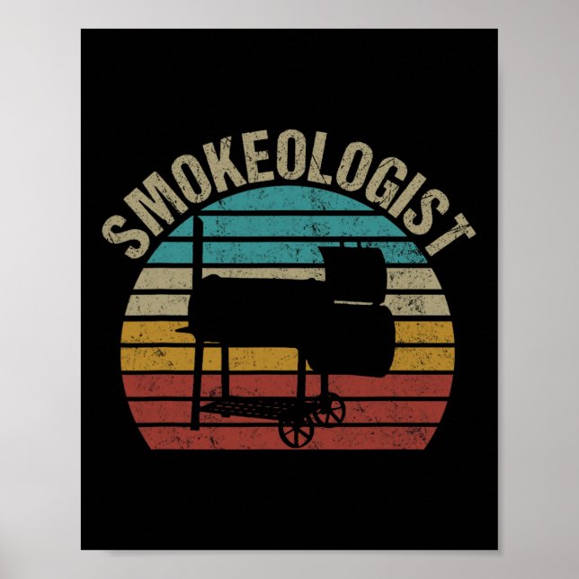 Póster Smokeólogo - Gracioso Pitmaster Bbq Smoker Grillin (Frente)