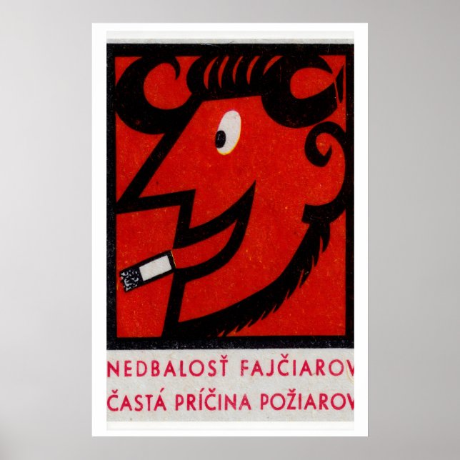 Póster Smoking Devil Ram Matchbox Art Print, Czech (Frente)