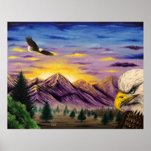 Póster “Smoky Mountain Eagles” Scenic Art Poster Print