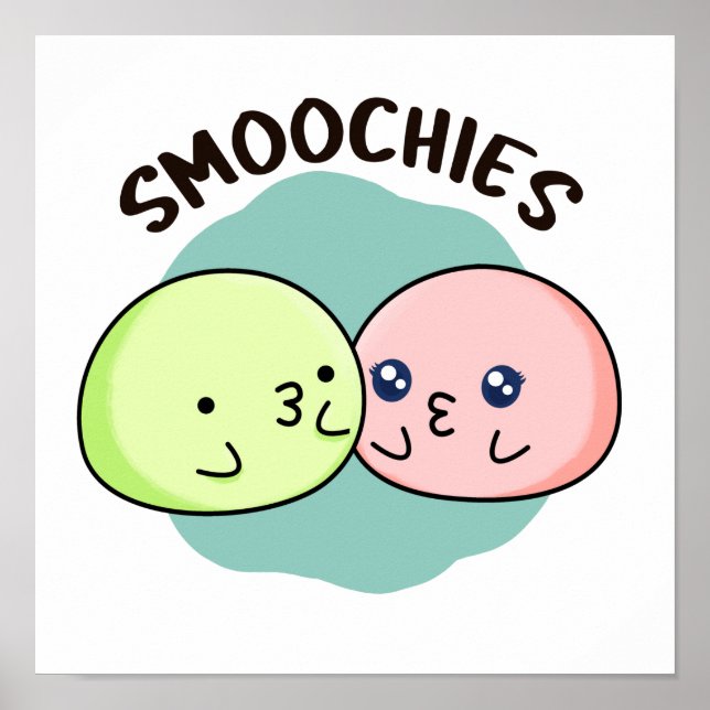 Póster Smoochies divertidos besando a Mochi Pun (Frente)