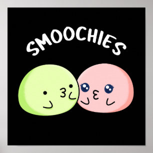 Póster Smoochies divertidos besando a Mochi Pun Dark BG