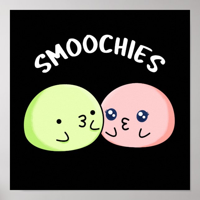 Póster Smoochies divertidos besando a Mochi Pun Dark BG (Frente)