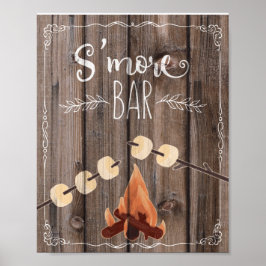 Póster s'more rustic wood party wedding sign print