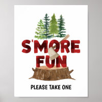 Smores Lumberjack Poster del partido de cumpleaños