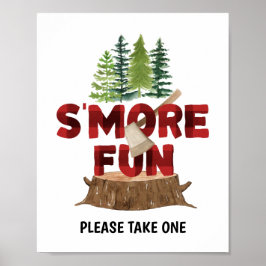 Póster Smores Lumberjack Poster del partido de cumpleaños