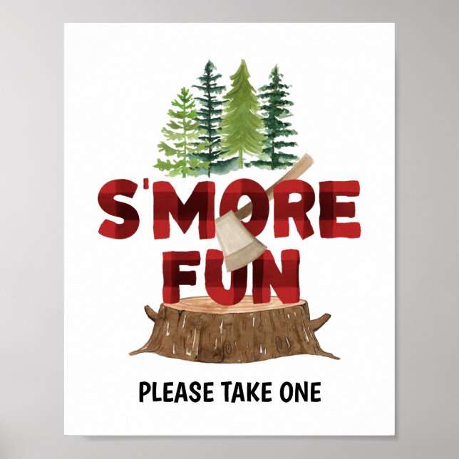 Póster Smores Lumberjack Poster del partido de cumpleaños (Frente)