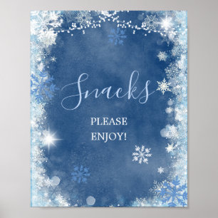 Póster Snacks de ducha de novia con copo de nieve de invi
