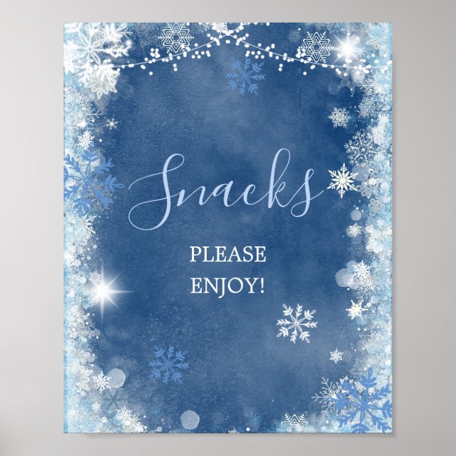 Póster Snacks de ducha de novia con copo de nieve de invi (Frente)