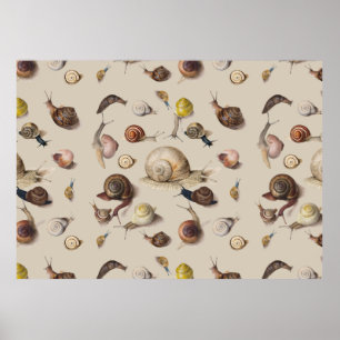 Póster Snail Garden Mascota Gastropod Slug Caracoles botá